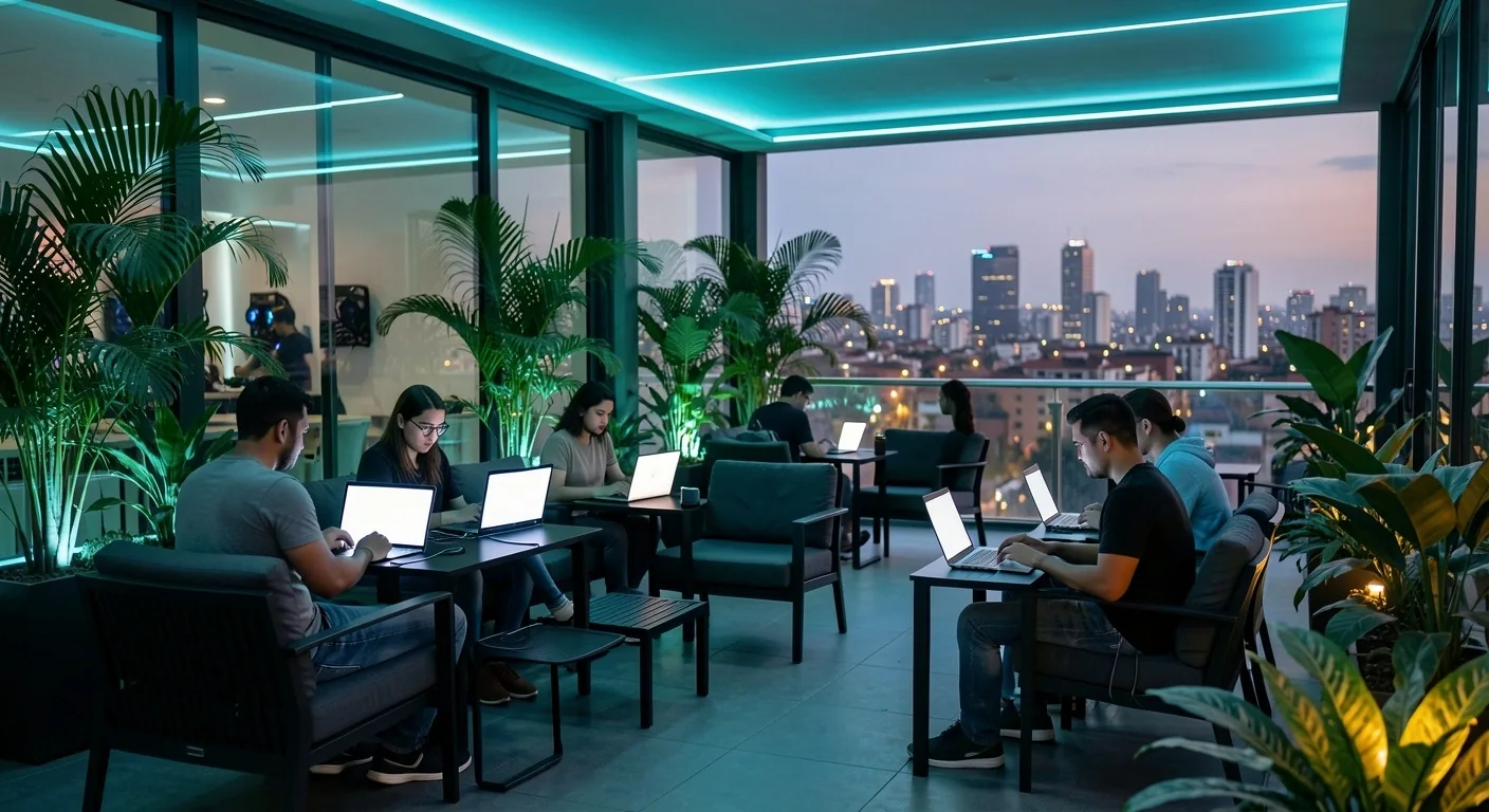 Terraza exterior con cobertura Wi-Fi de alta velocidad en Medellín